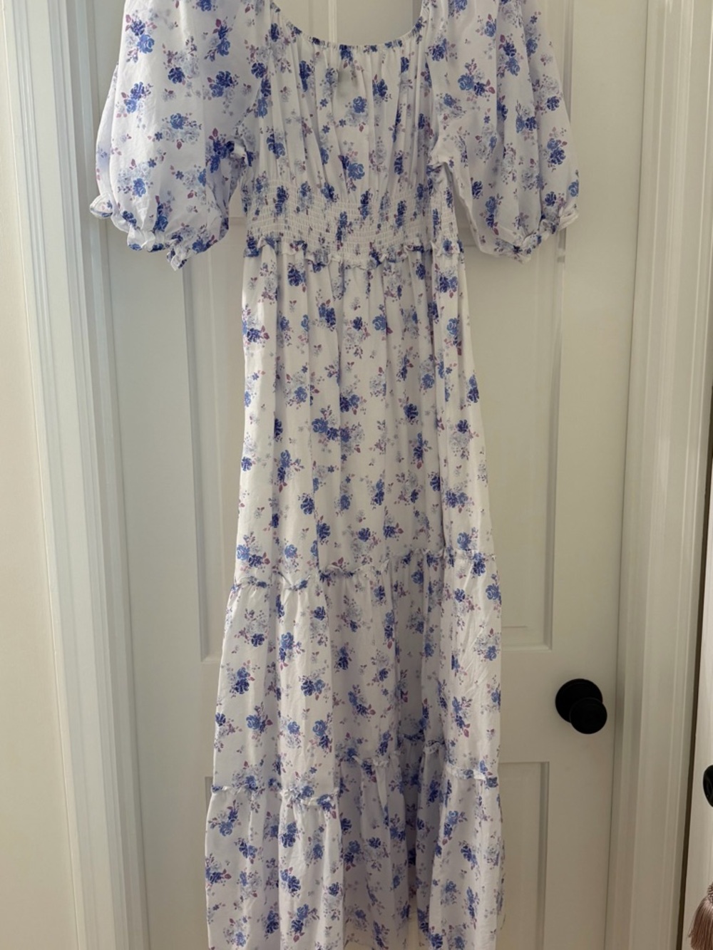 LoveShackFancy & Target Collab  White Maxi Dress with Blue Floral - Picture 3 of 6